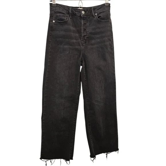 Bohme Wide Leg Raw Hem Black Jeans 29 - Picture 2 of 9